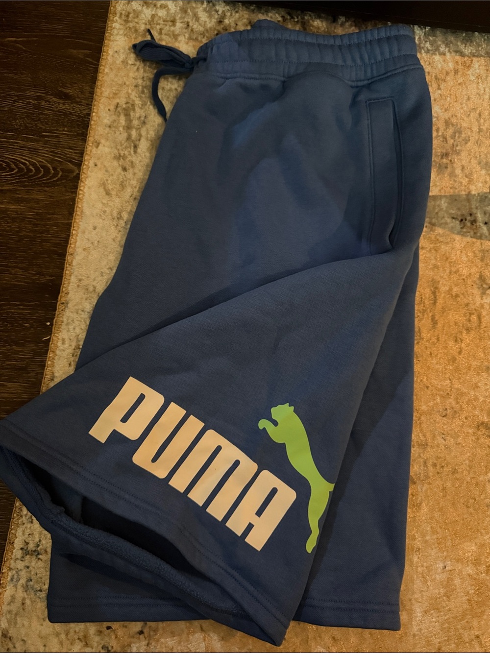 Puma Boys Navy Shorts with Lime Logo